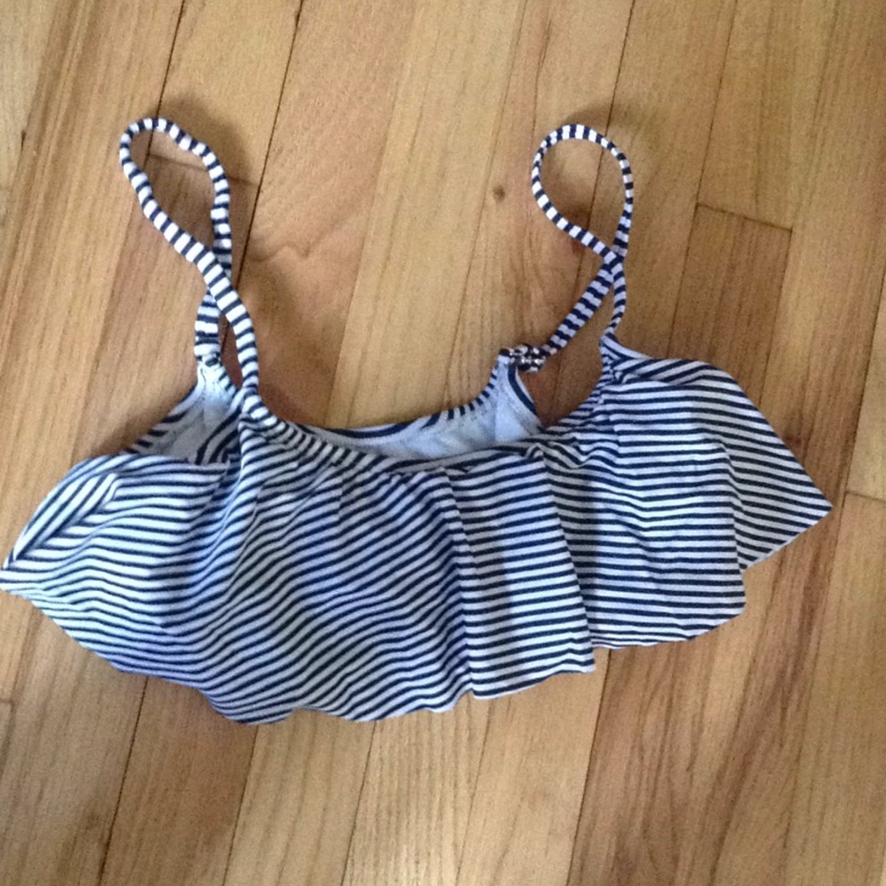 Striped Flounce Bikini Top